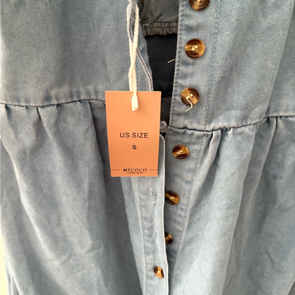 Elegant Blue Denim Dress - Picture 3 of 4